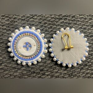 Blue beaded post earrings